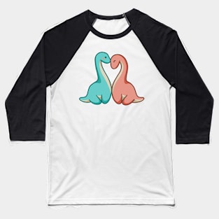 Cute long neck couple, dino, dinosaurs Baseball T-Shirt